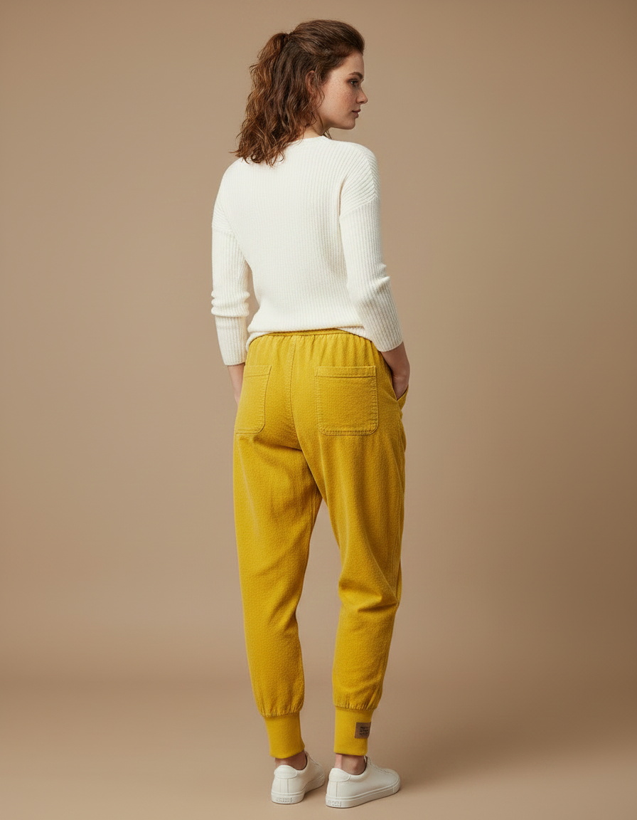 Pantalon Japonais Jaune Cordon Velours Côtelé Ample - Cordé - vue 2
