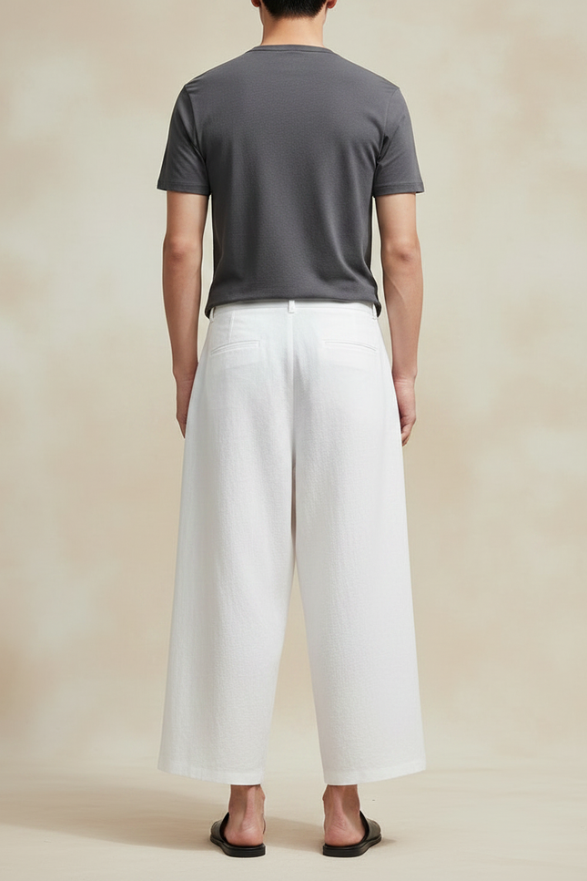 Pantalon Japonais Blanc Ample Lin Dragon Tassels - vue 2