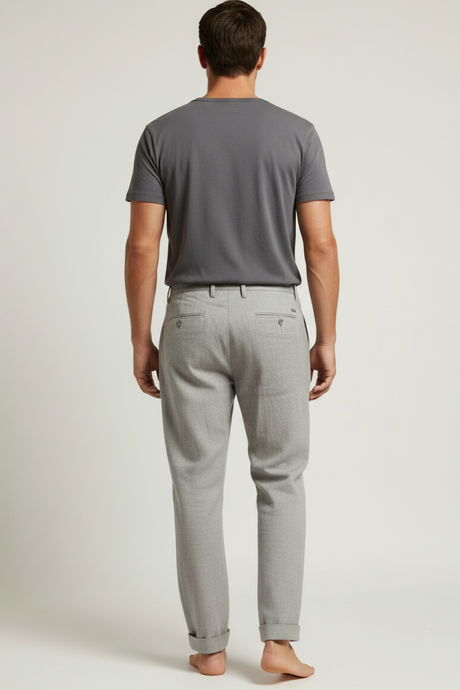 Pantalon Japonais Gris Clair Plissé Décontracté Homme - Gabardine - vue 2