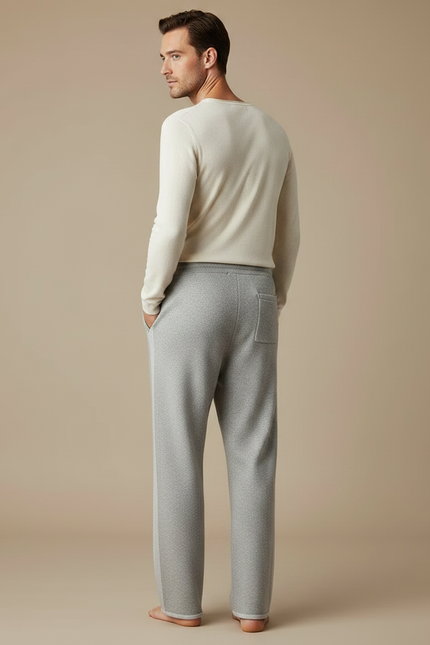 Pantalon Japonais Gris Laine Tricoté Ample Décontracté Homme - vue 2