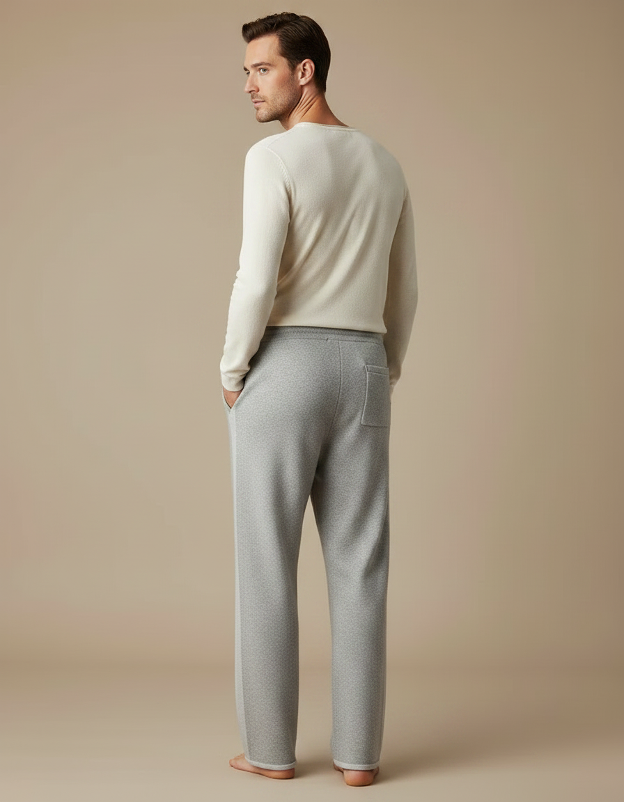 Pantalon Japonais Gris Laine Tricoté Ample Décontracté Homme - vue 2