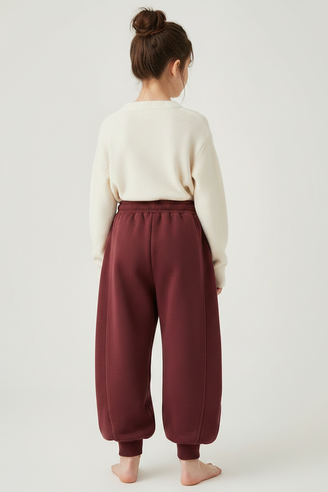 Pantalon Japonais Bordeaux Ample Molleton Confortable Fille - vue 2