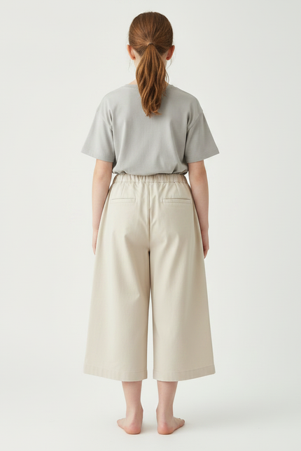 Pantalon Japonais Beige Plissé Ample Coton Fille - vue 2