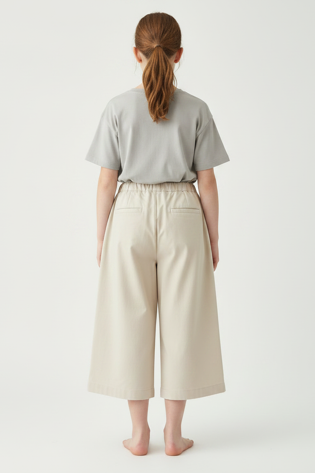 Pantalon Japonais Beige Plissé Ample Coton Fille - vue 2