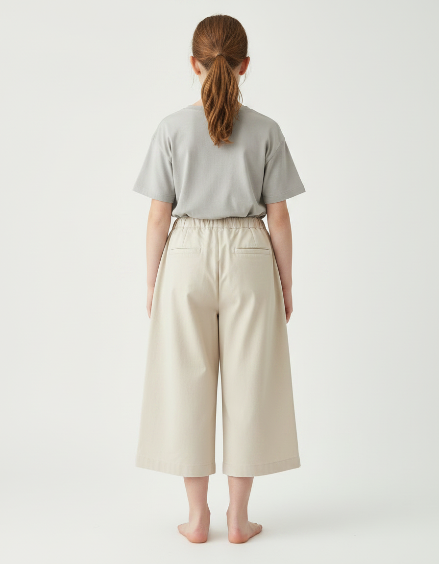 Pantalon Japonais Beige Plissé Ample Coton Fille - vue 2