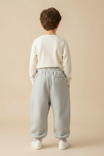 Pantalon Japonais Gris Ample Molleton Enfant Confortable - vue 2