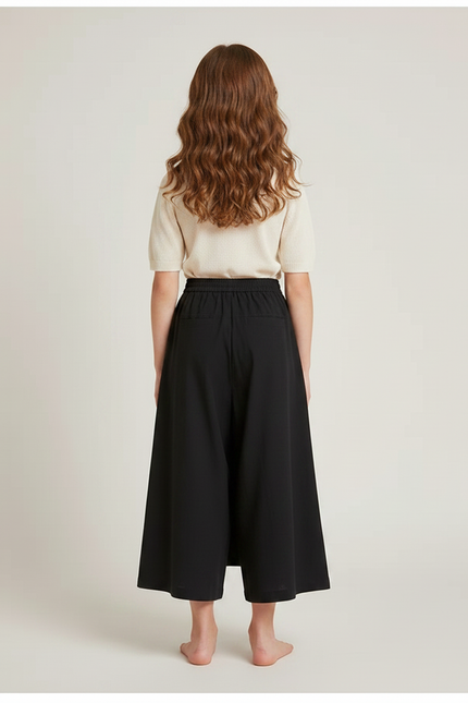 Pantalon Japonais Noir Ample Croisé Fluide Fille - Viscose - vue 2