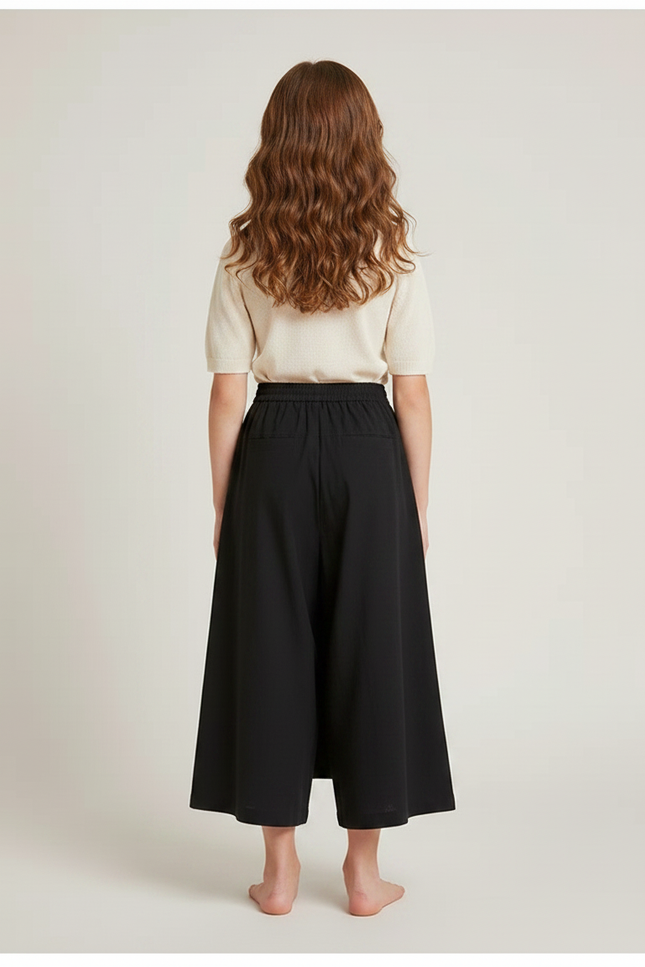 Pantalon Japonais Noir Ample Croisé Fluide Fille - Viscose - vue 2