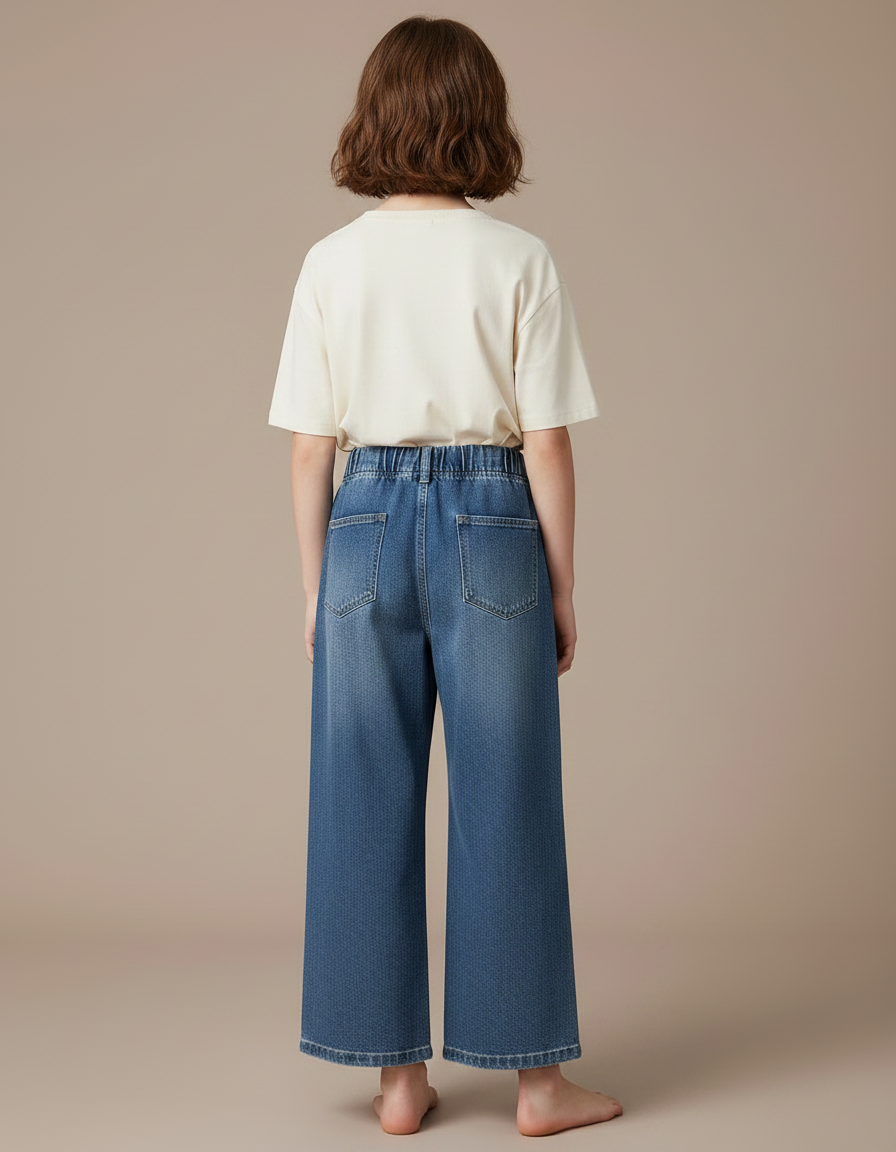 Pantalon Japonais Denim Ample Bleu Fille Décontracté - Jean - vue 2