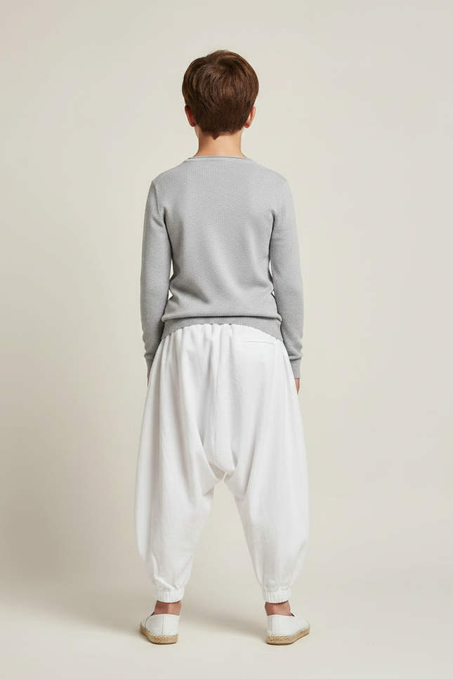 Pantalon Japonais Blanc Ample Coton Enfant Harem - vue 2