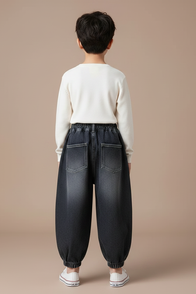 Pantalon Japonais Garçon Ample Harrem Denim Décontracté - Gris Jean - vue 2