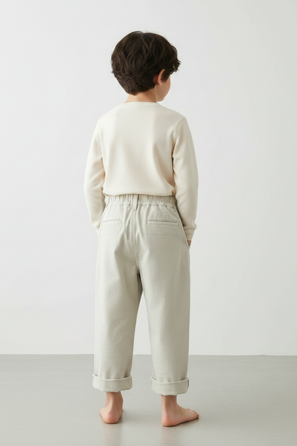 Pantalon Japonais Beige Ample Coton Décontracté Enfant - Toile - vue 2