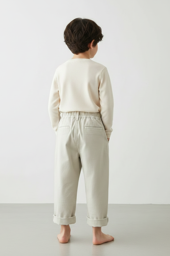 Pantalon Japonais Beige Ample Coton Décontracté Enfant - Toile - vue 2