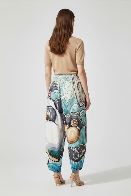 Pantalon Japonais Ample Panda Imprimé Fluide Estival - Viscose - vue 2