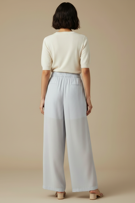 Pantalon Japonais Bleu Clair Ample Fluide Décontracté - Viscose - vue 2