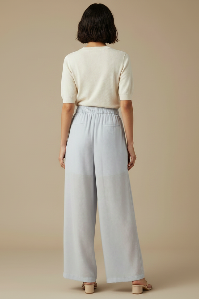 Pantalon Japonais Bleu Clair Ample Fluide Décontracté - Viscose - vue 2