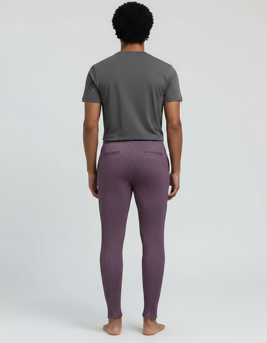 Pantalon Japonais Plissé Violet Ample Décontracté Homme - Polyester - vue 2