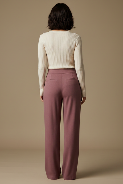 Pantalon Japonais Rose Plissé Ample Fluide Élégant - Viscose - vue 2
