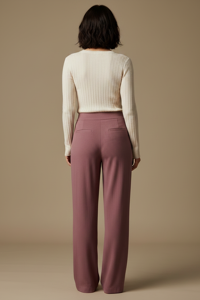 Pantalon Japonais Rose Plissé Ample Fluide Élégant - Viscose - vue 2