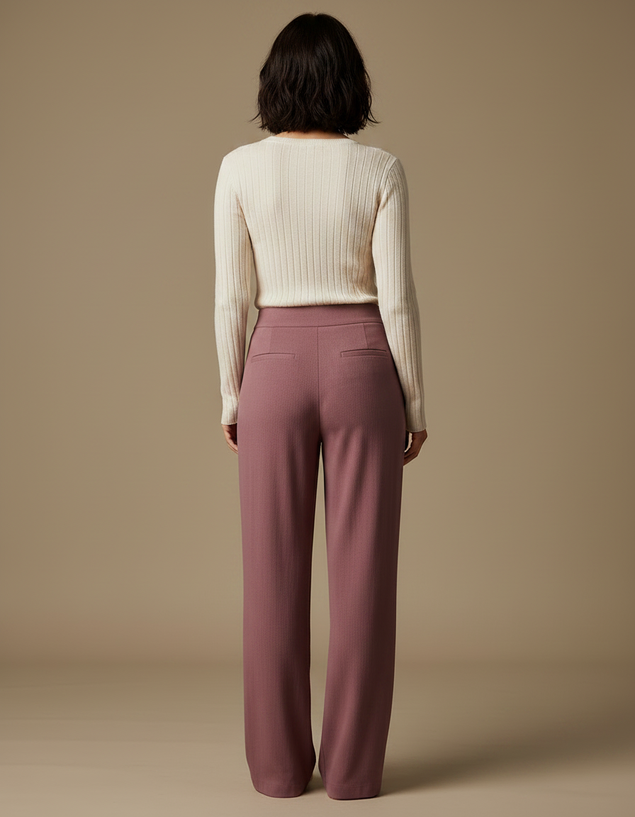 Pantalon Japonais Rose Plissé Ample Fluide Élégant - Viscose - vue 2