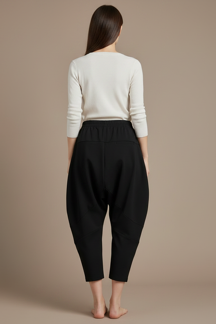 Pantalon Japonais Noir Bouffant Ample Confortable Harem - Polyester - vue 2