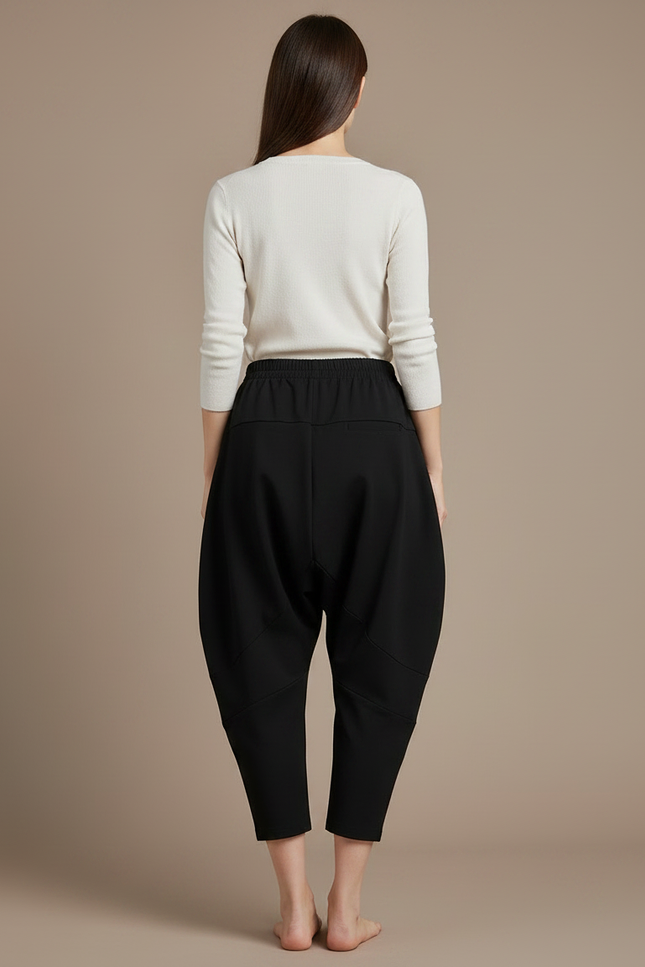 Pantalon Japonais Noir Bouffant Ample Confortable Harem - Polyester - vue 2