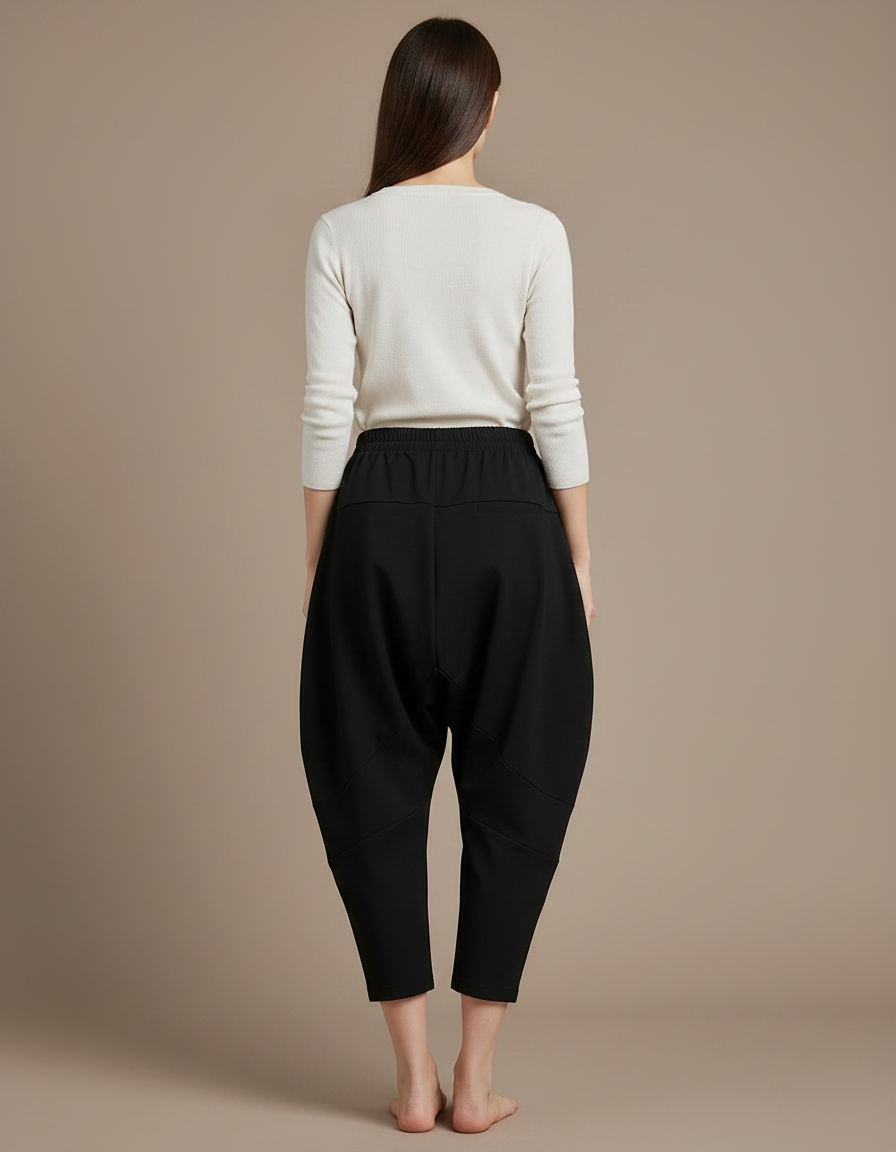 Pantalon Japonais Noir Bouffant Ample Confortable Harem - Polyester - vue 2