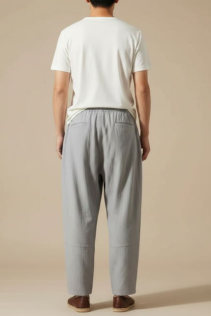 Pantalon Large Plissé Japonais - Gris Lin - vue 2
