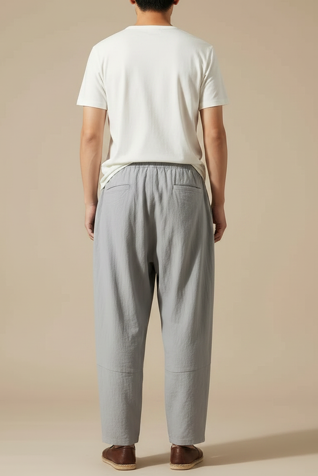 Pantalon Large Plissé Japonais - Gris Lin - vue 2