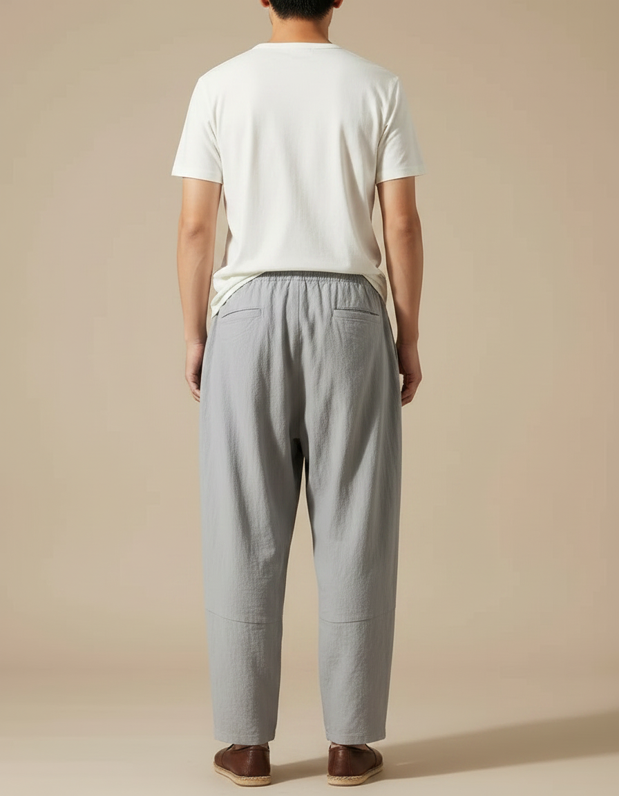 Pantalon Large Plissé Japonais - Gris Lin - vue 2