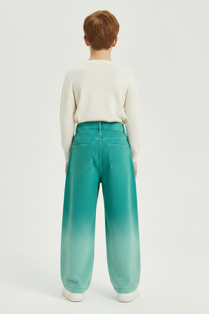 Pantalon Japonais Dégradé Vert Ample Enfant Denim - Jean - vue 2