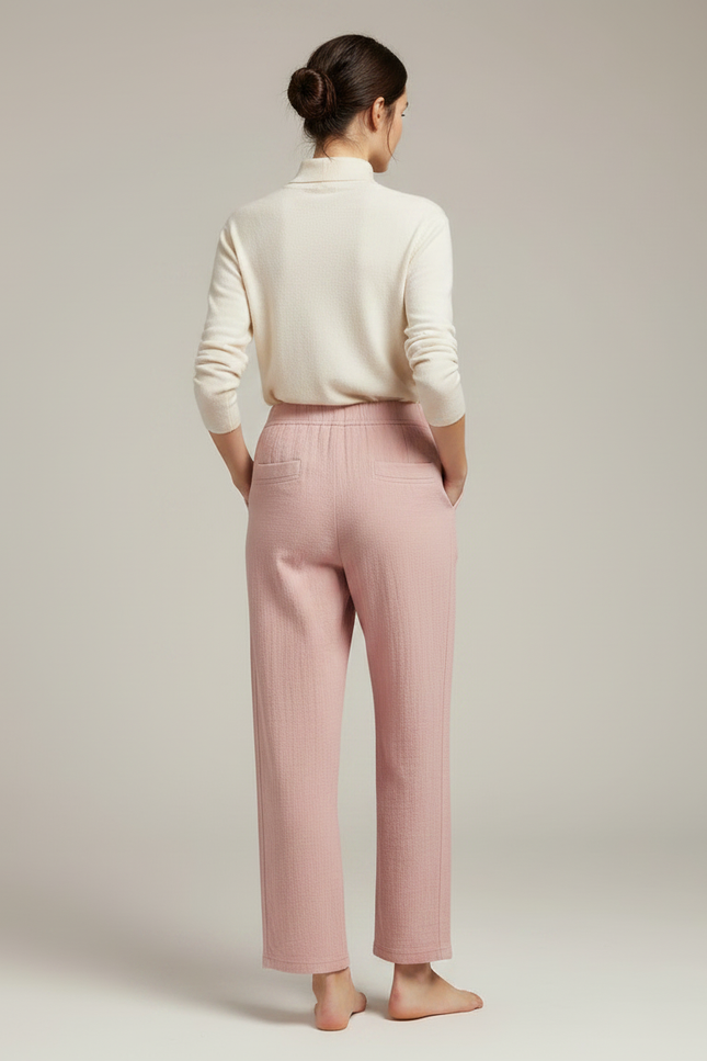 Pantalon Japonais Rose Ample Crêpe Confortable Estival - Coton - vue 2