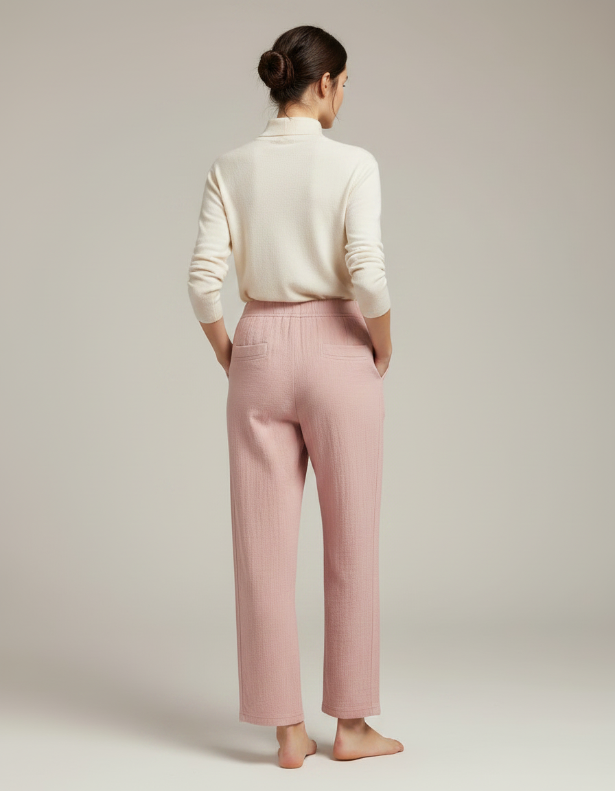 Pantalon Japonais Rose Ample Crêpe Confortable Estival - Coton - vue 2