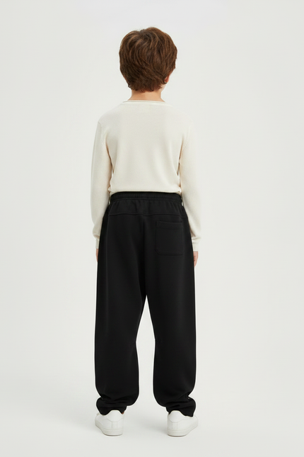 Pantalon Japonais Noir Large Streetwear Imprimé Gothique - Molleton - vue 2