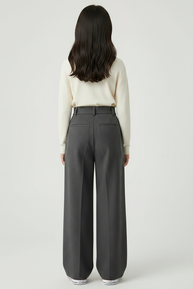 Pantalon Japonais Gris Ample Plissé Hiver Élégant - Laine - vue 2