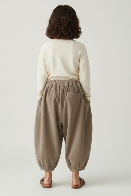 Pantalon Japonais Marron Côtelé Bouffant Ample Enfant - Cordé - vue 2