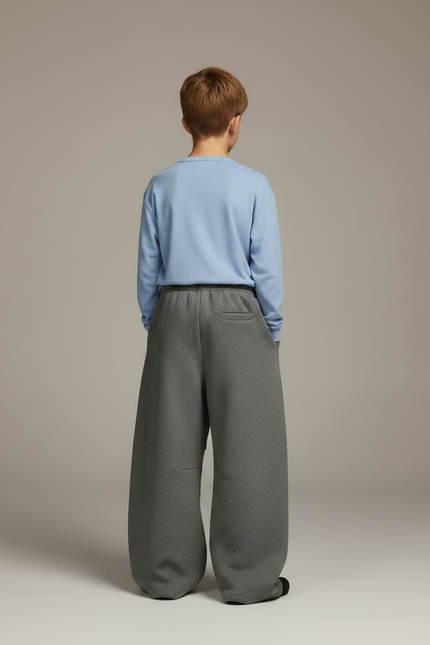 Pantalon Japonais Gris Ample Molleton Décontracté Garçon - vue 2
