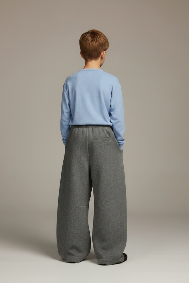 Pantalon Japonais Gris Ample Molleton Décontracté Garçon - vue 2