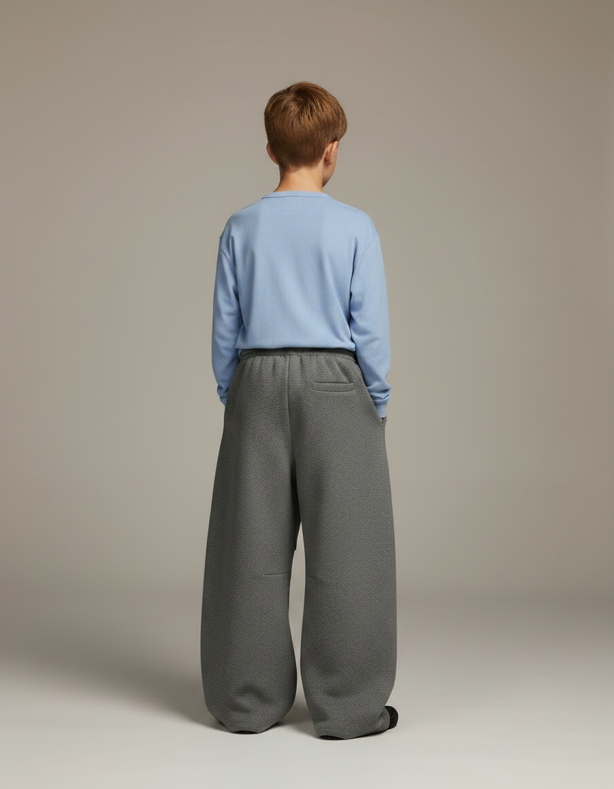Pantalon Japonais Gris Ample Molleton Décontracté Garçon - vue 2