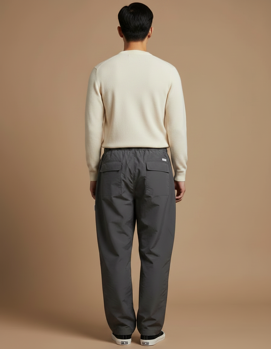 Pantalon Japonais Gris Ample Cordon Respirant - Polyester - vue 2