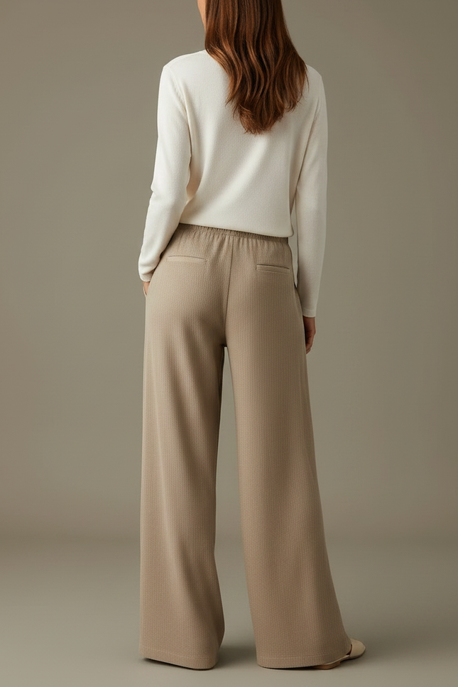 Pantalon Japonais Beige Ample Fluide Décontracté Femme - Maille - vue 2