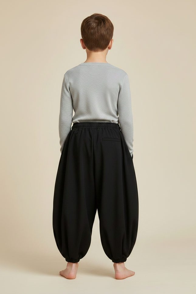 Pantalon Japonais Noir Ample Bouffant Enfant Décontracté - Viscose - vue 2