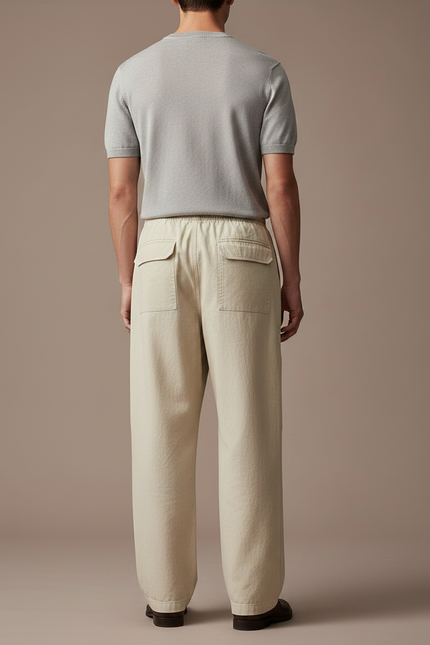 Pantalon Japonais Beige Ample Coton Décontracté Cargo Homme - vue 2