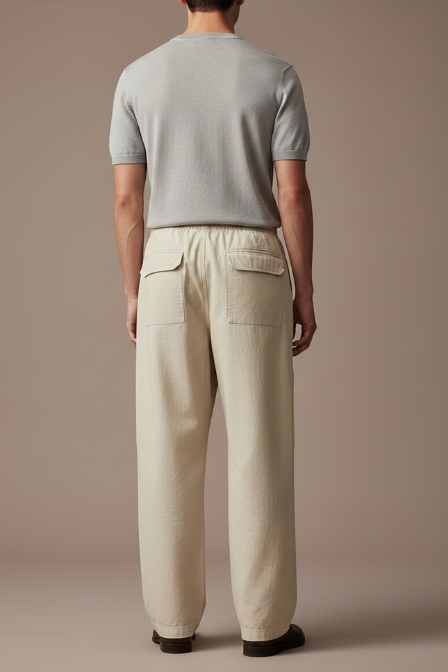 Pantalon Japonais Beige Ample Coton Décontracté Cargo Homme - vue 2
