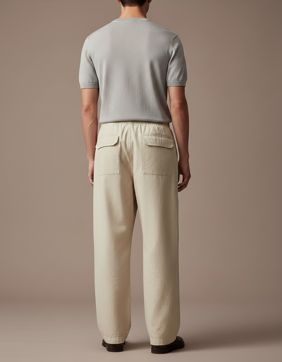 Pantalon Japonais Beige Ample Coton Décontracté Cargo Homme - vue 2