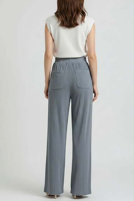 Pantalon Japonais Gris Plissé Fluide Ample Décontracté - Maille - vue 2