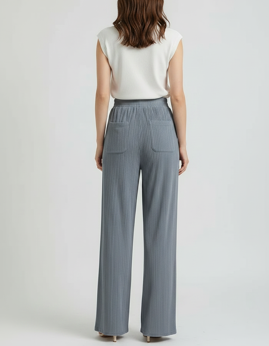 Pantalon Japonais Gris Plissé Fluide Ample Décontracté - Maille - vue 2