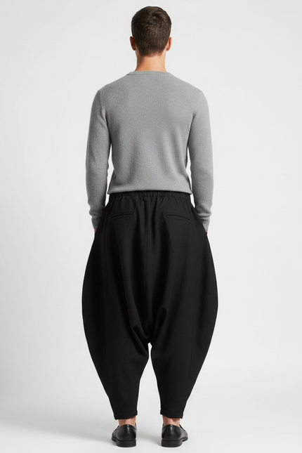 Pantalon Japonais Noir Ample Coton Sarouel Homme - vue 2