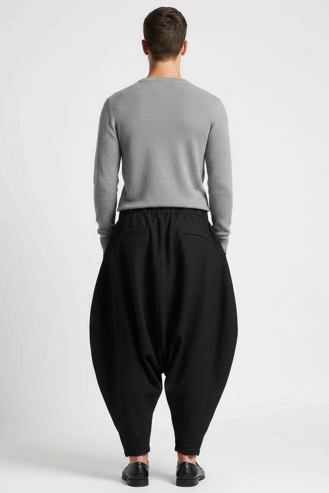 Pantalon Japonais Noir Ample Coton Sarouel Homme - vue 2