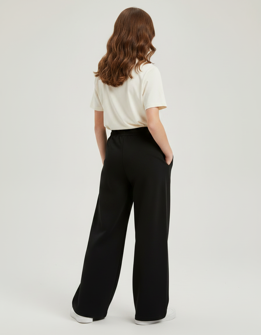 Pantalon Japonais Noir Ample Sport Confortable Fille - Molleton - vue 2